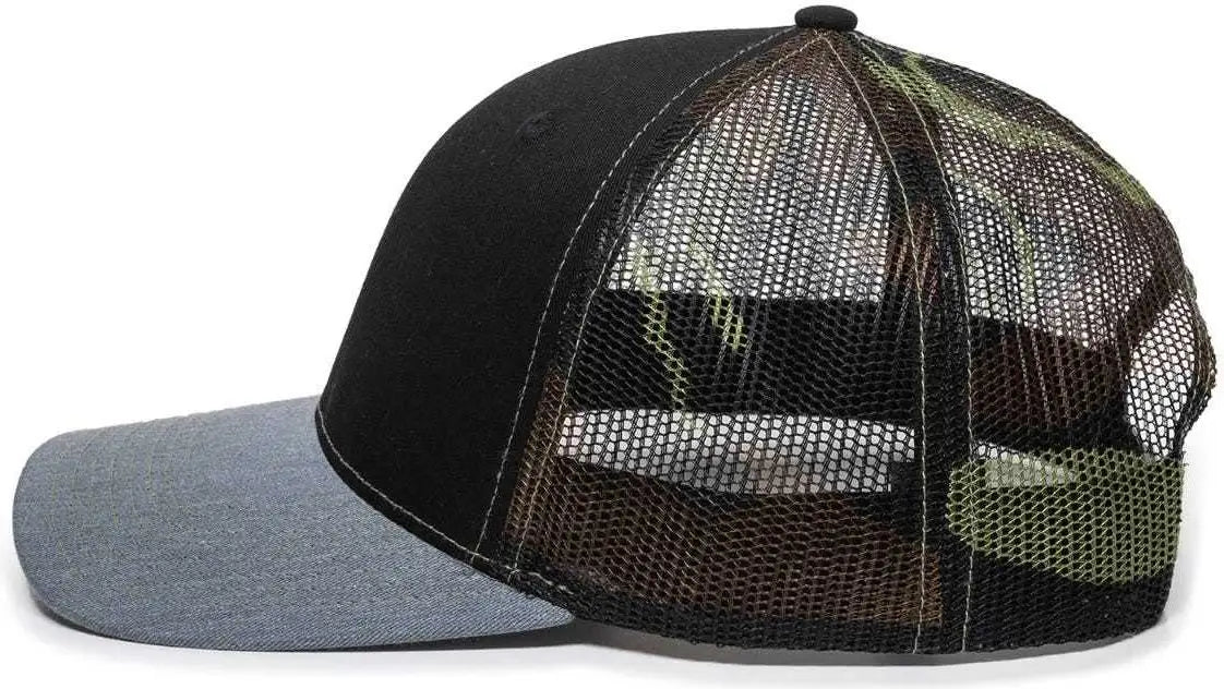 OC Sports OC771 Adjustable Mesh Back Cap - Black Generic Camo Heathered Gray - Black Gray / 6 7/8’’ - 7 1/2’’