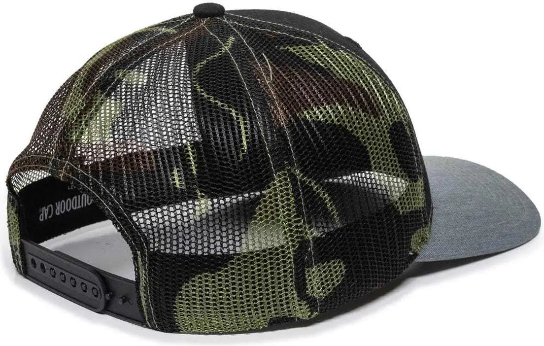 OC Sports OC771 Adjustable Mesh Back Cap - Black Generic Camo Heathered Gray - Black Gray / 6 7/8’’ - 7 1/2’’