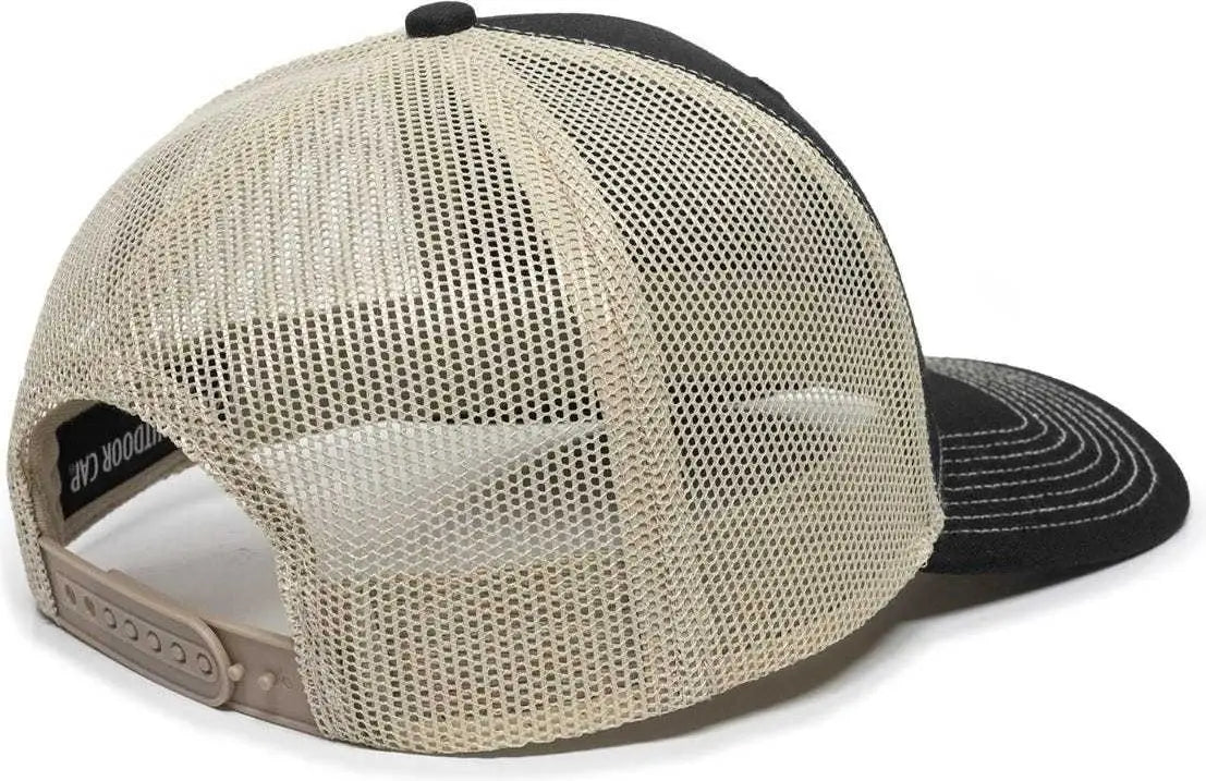 OC Sports OC771 Adjustable Mesh Back Cap - Black Khaki - Black Khaki / 6 7/8’’ - 7 1/2’’