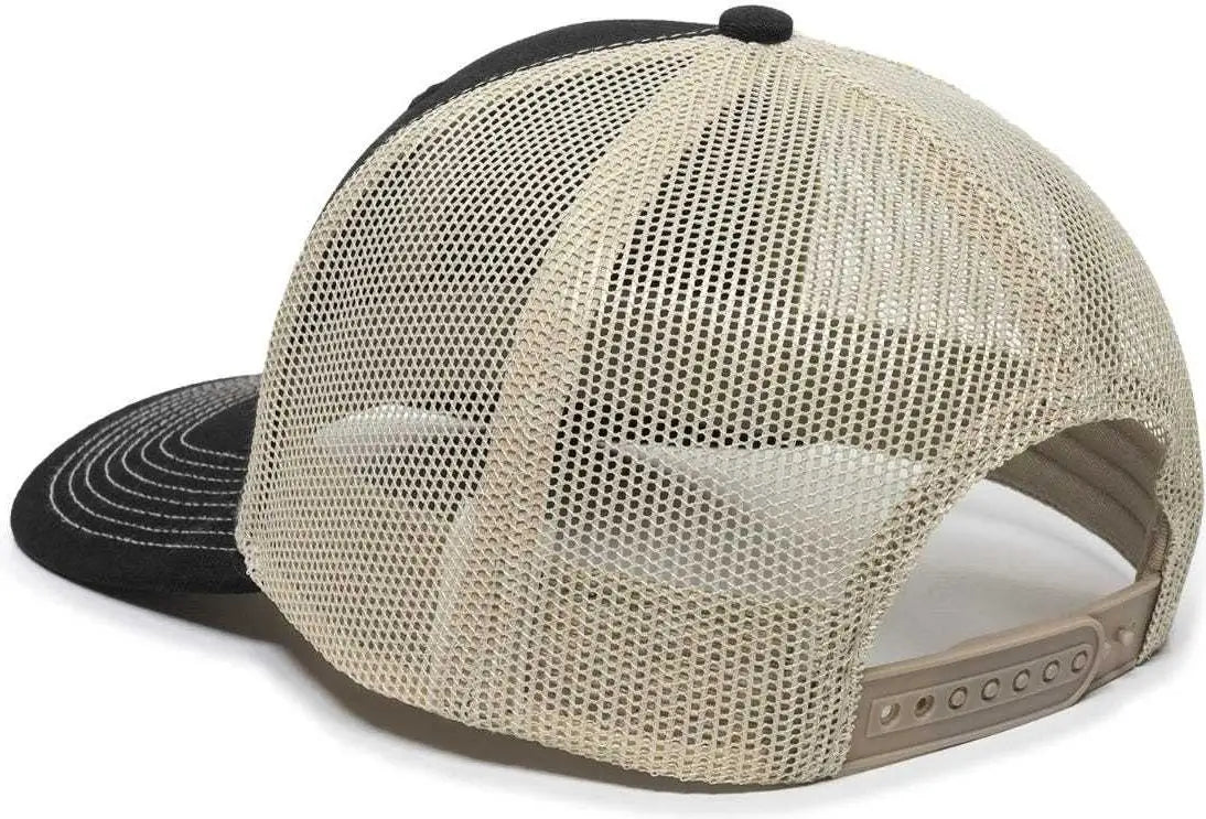 OC Sports OC771 Adjustable Mesh Back Cap - Black Khaki - Black Khaki / 6 7/8’’ - 7 1/2’’
