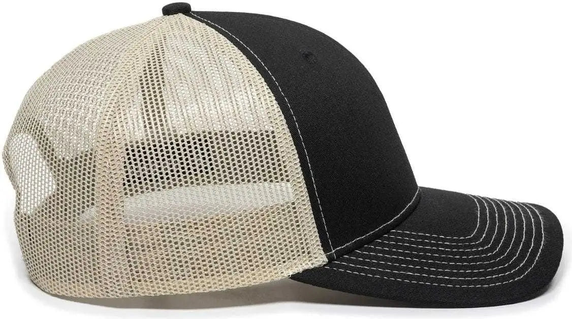 OC Sports OC771 Adjustable Mesh Back Cap - Black Khaki - Black Khaki / 6 7/8’’ - 7 1/2’’