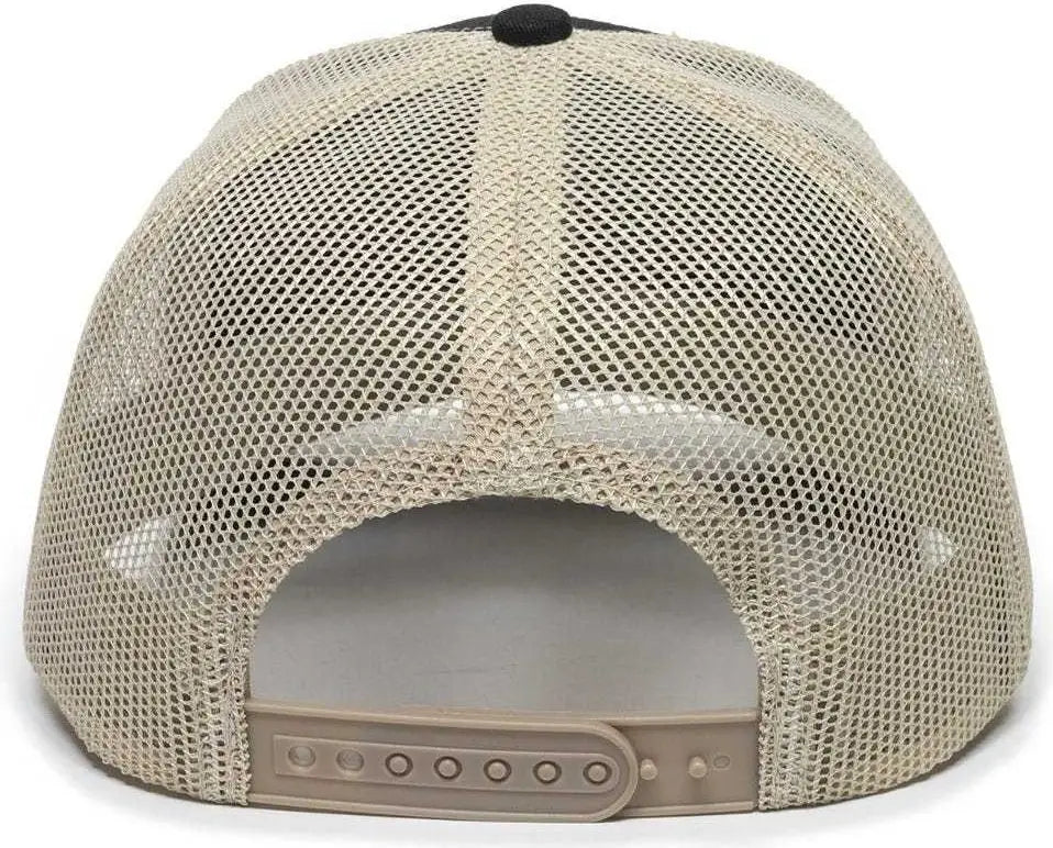 OC Sports OC771 Adjustable Mesh Back Cap - Black Khaki - Black Khaki / 6 7/8’’ - 7 1/2’’