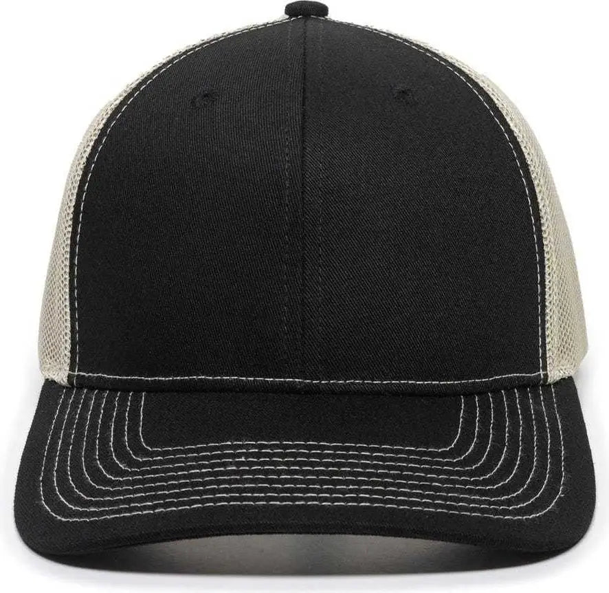 OC Sports OC771 Adjustable Mesh Back Cap - Black Khaki - Black Khaki / 6 7/8’’ - 7 1/2’’