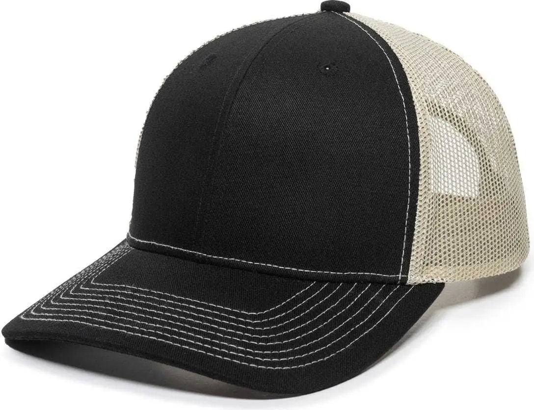 OC Sports OC771 Adjustable Mesh Back Cap - Black Khaki - Black Khaki / 6 7/8’’ - 7 1/2’’