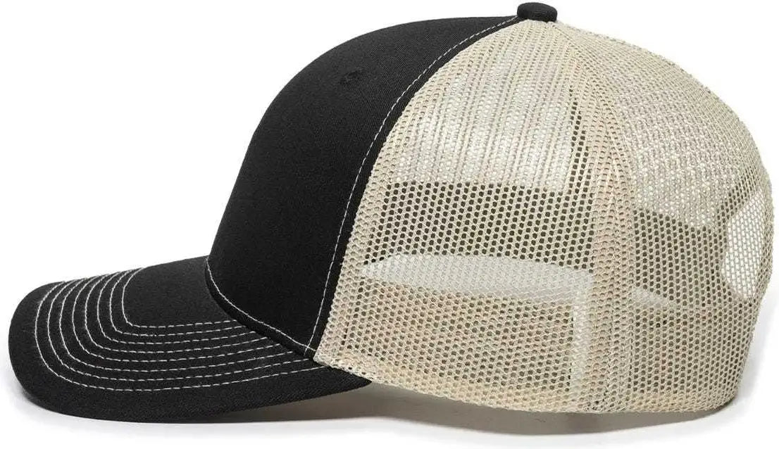 OC Sports OC771 Adjustable Mesh Back Cap - Black Khaki - Black Khaki / 6 7/8’’ - 7 1/2’’