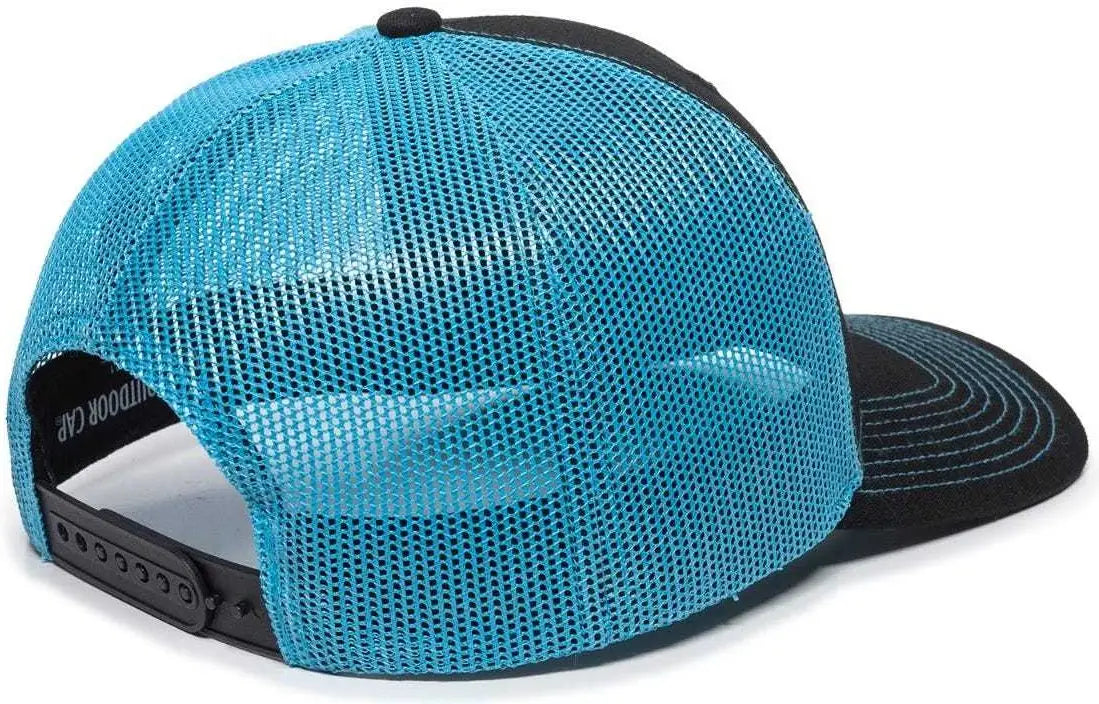 OC Sports OC771 Adjustable Mesh Back Cap - Black Neon Blue - Black Blue / 6 7/8’’ - 7 1/2’’