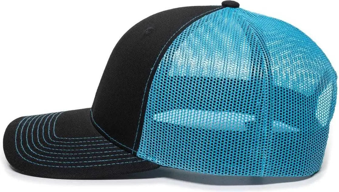 OC Sports OC771 Adjustable Mesh Back Cap - Black Neon Blue - Black Blue / 6 7/8’’ - 7 1/2’’