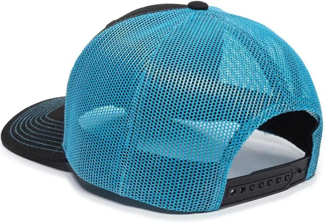 OC Sports OC771 Adjustable Mesh Back Cap - Black Neon Blue - Black Blue / 6 7/8’’ - 7 1/2’’