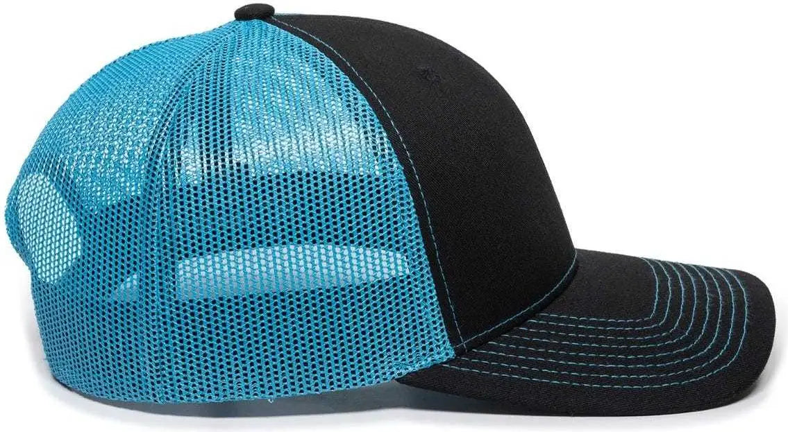 OC Sports OC771 Adjustable Mesh Back Cap - Black Neon Blue - Black Blue / 6 7/8’’ - 7 1/2’’