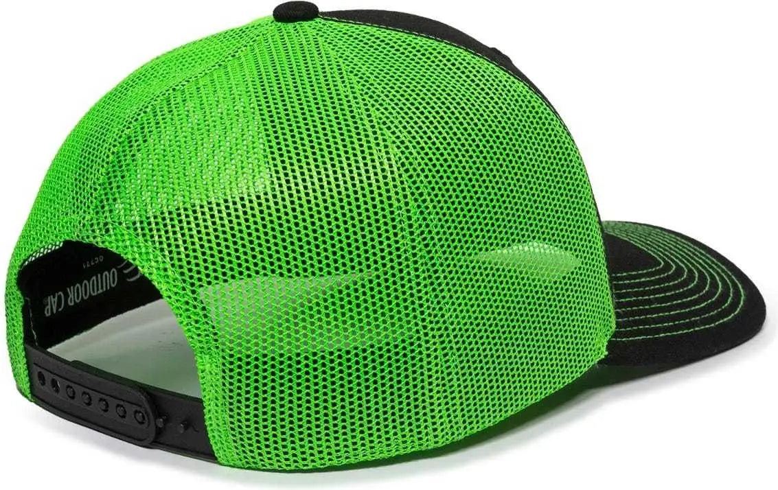 OC Sports OC771 Adjustable Mesh Back Cap - Black Neon Green - Black Green / 6 7/8’’ - 7 1/2’’