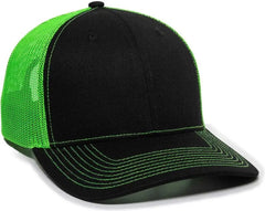 OC Sports OC771 Adjustable Mesh Back Cap - Black Neon Green - Black Green / 6 7/8’’ - 7 1/2’’