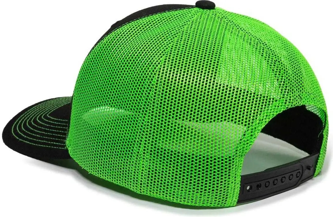 OC Sports OC771 Adjustable Mesh Back Cap - Black Neon Green - Black Green / 6 7/8’’ - 7 1/2’’