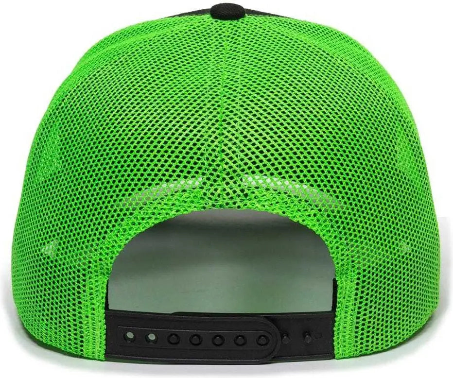 OC Sports OC771 Adjustable Mesh Back Cap - Black Neon Green - Black Green / 6 7/8’’ - 7 1/2’’
