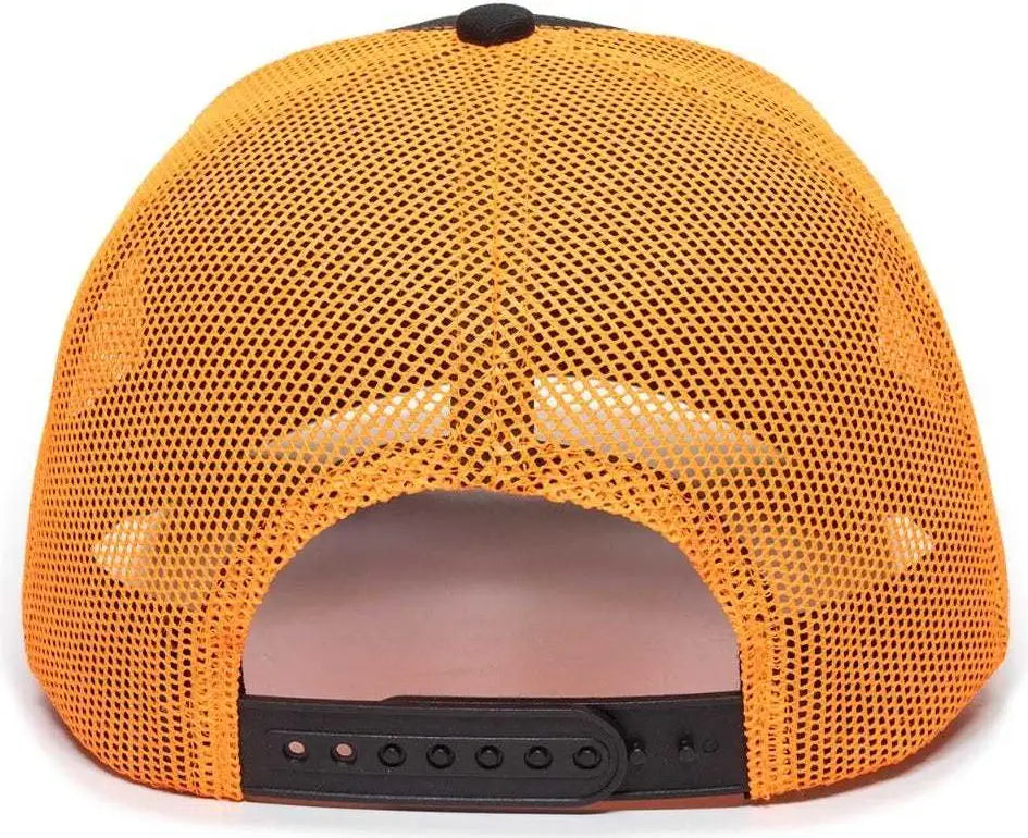 OC Sports OC771 Adjustable Mesh Back Cap - Black Neon Orange - Black Orange / 6 7/8’’ - 7 1/2’’