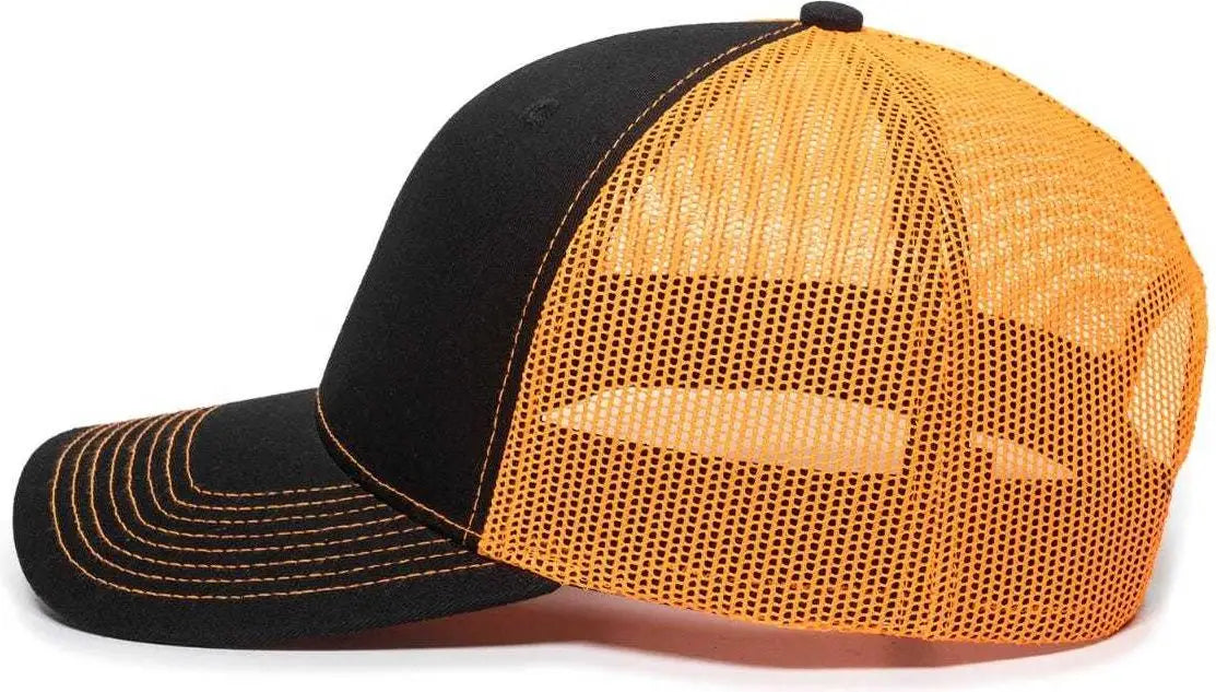 OC Sports OC771 Adjustable Mesh Back Cap - Black Neon Orange - Black Orange / 6 7/8’’ - 7 1/2’’