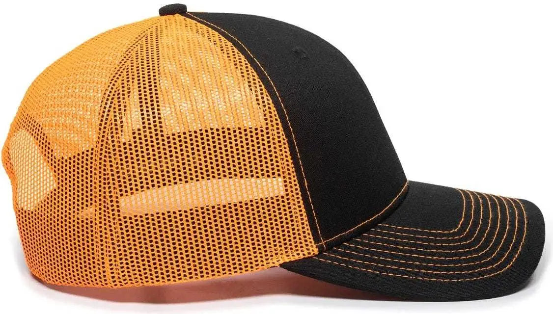 OC Sports OC771 Adjustable Mesh Back Cap - Black Neon Orange - Black Orange / 6 7/8’’ - 7 1/2’’