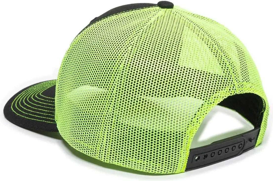 OC Sports OC771 Adjustable Mesh Back Cap - Black Neon Yellow - Black Lime / 6 7/8’’ - 7 1/2’’