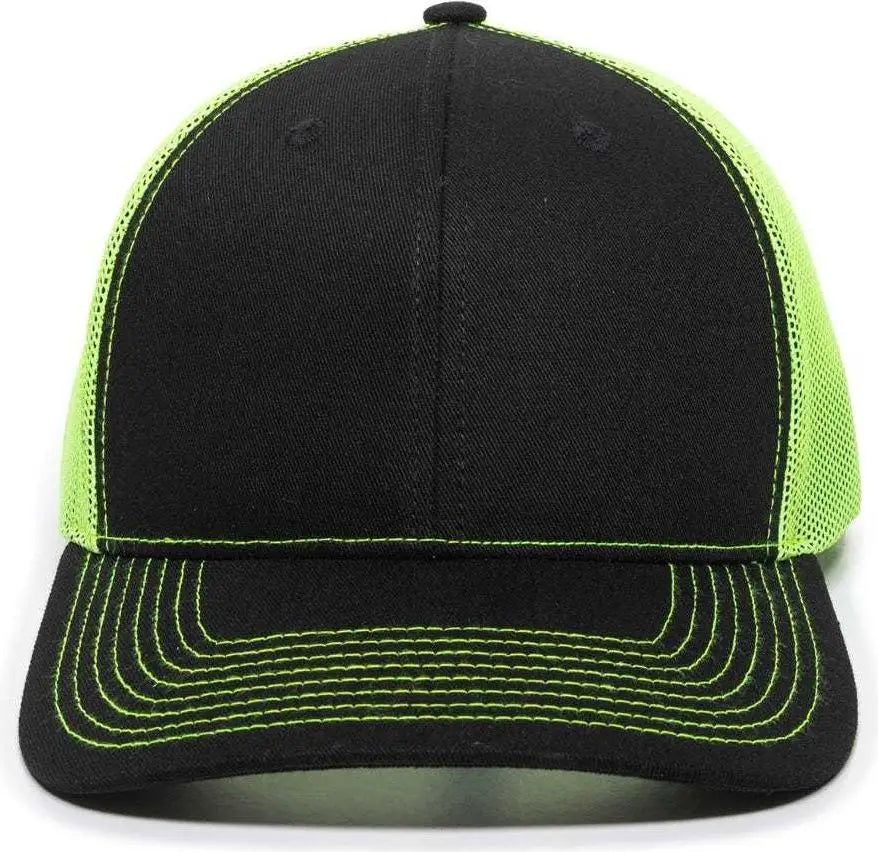 OC Sports OC771 Adjustable Mesh Back Cap - Black Neon Yellow - Black Lime / 6 7/8’’ - 7 1/2’’