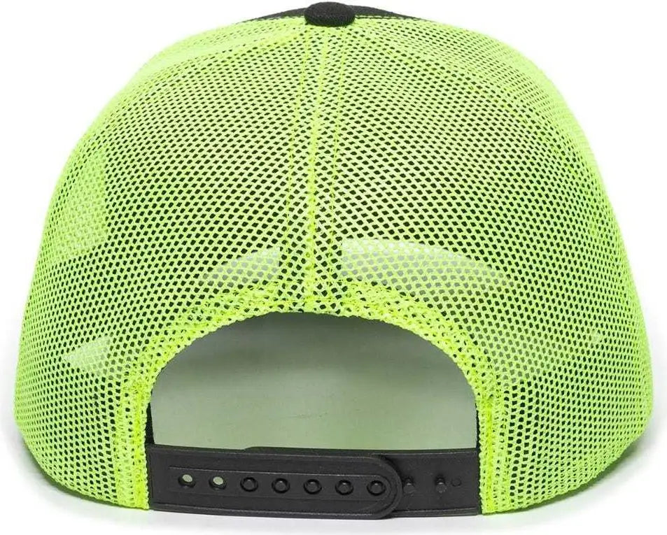 OC Sports OC771 Adjustable Mesh Back Cap - Black Neon Yellow - Black Lime / 6 7/8’’ - 7 1/2’’