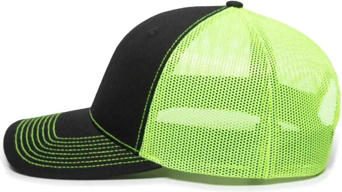 OC Sports OC771 Adjustable Mesh Back Cap - Black Neon Yellow - Black Lime / 6 7/8’’ - 7 1/2’’