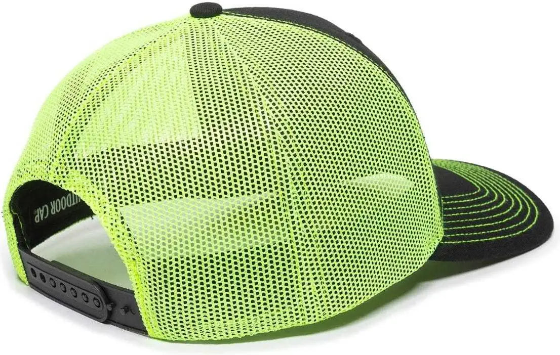 OC Sports OC771 Adjustable Mesh Back Cap - Black Neon Yellow - Black Lime / 6 7/8’’ - 7 1/2’’