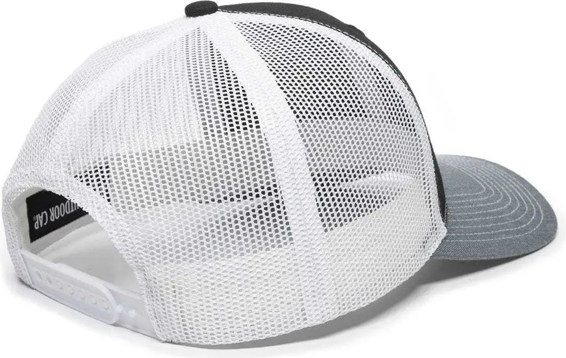 OC Sports OC771 Adjustable Mesh Back Cap - Black White Heathered Gray - Black White / 6 7/8’’ - 7 1/2’’