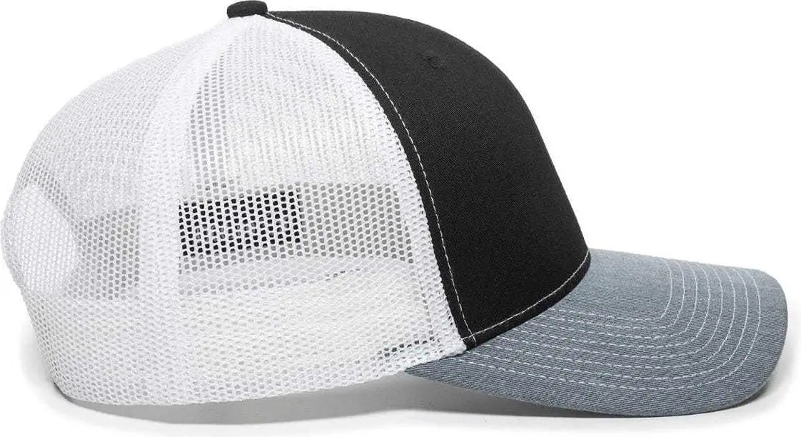 OC Sports OC771 Adjustable Mesh Back Cap - Black White Heathered Gray - Black White / 6 7/8’’ - 7 1/2’’