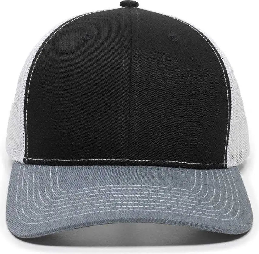 OC Sports OC771 Adjustable Mesh Back Cap - Black White Heathered Gray - Black White / 6 7/8’’ - 7 1/2’’