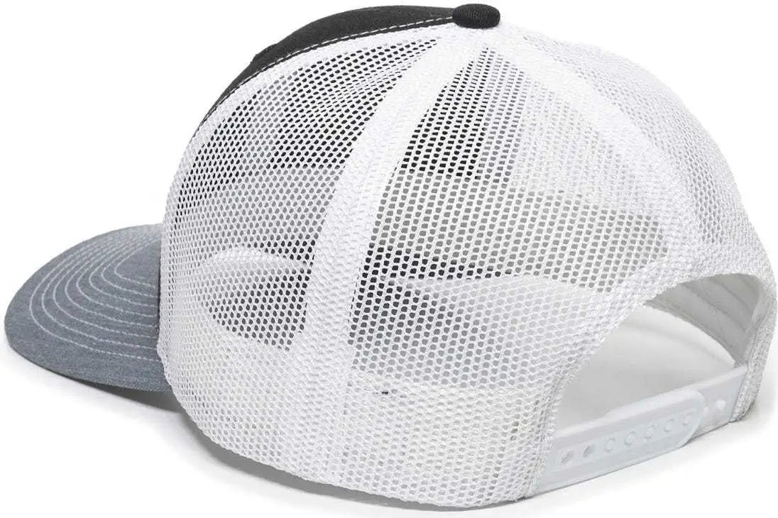 OC Sports OC771 Adjustable Mesh Back Cap - Black White Heathered Gray - Black White / 6 7/8’’ - 7 1/2’’
