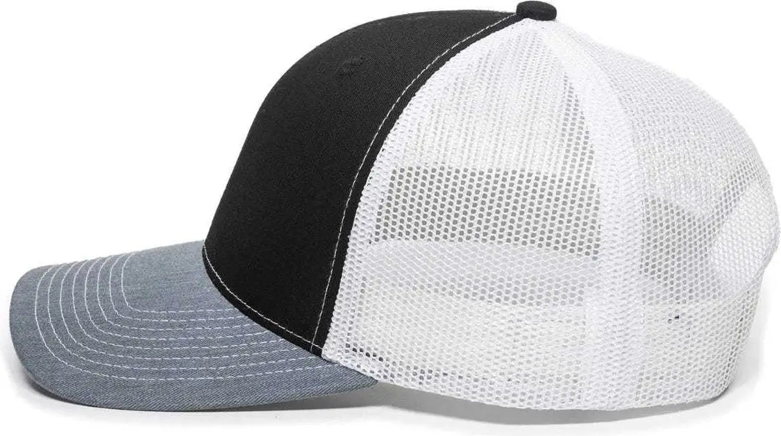 OC Sports OC771 Adjustable Mesh Back Cap - Black White Heathered Gray - Black White / 6 7/8’’ - 7 1/2’’
