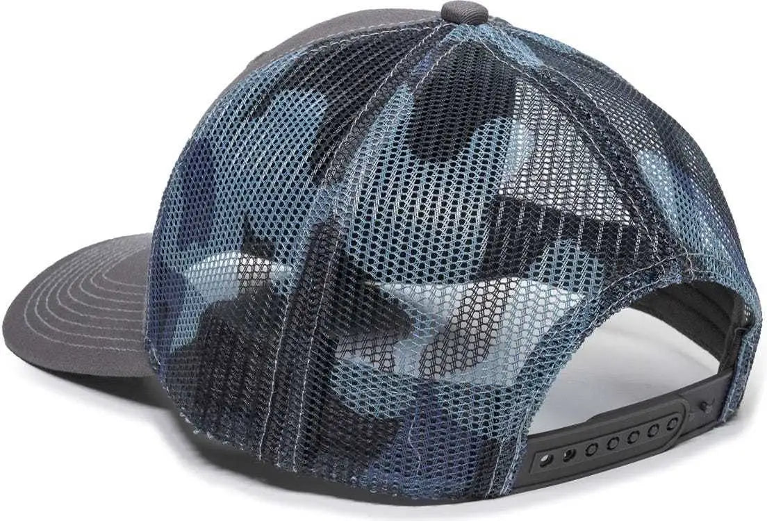 OC Sports OC771 Adjustable Mesh Back Cap - Charcoal Blue Generic Camo - Dark Gray Blue / 6 7/8’’ - 7 1/2’’