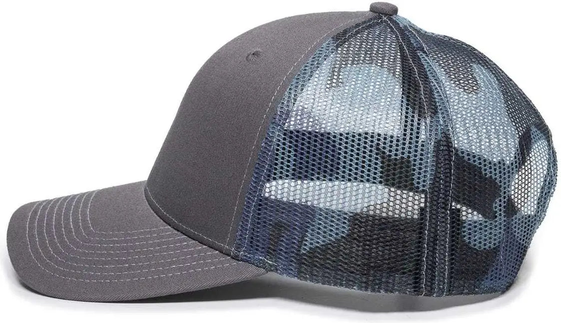 OC Sports OC771 Adjustable Mesh Back Cap - Charcoal Blue Generic Camo - Dark Gray Blue / 6 7/8’’ - 7 1/2’’
