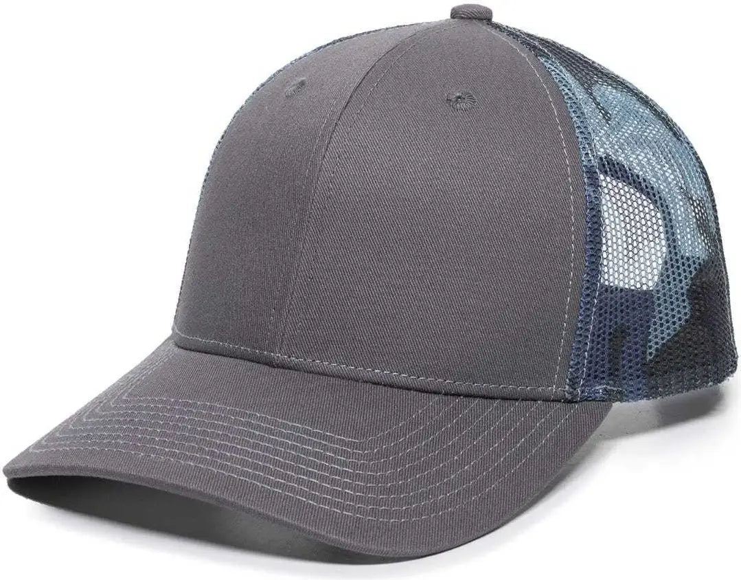 OC Sports OC771 Adjustable Mesh Back Cap - Charcoal Blue Generic Camo - Dark Gray Blue / 6 7/8’’ - 7 1/2’’