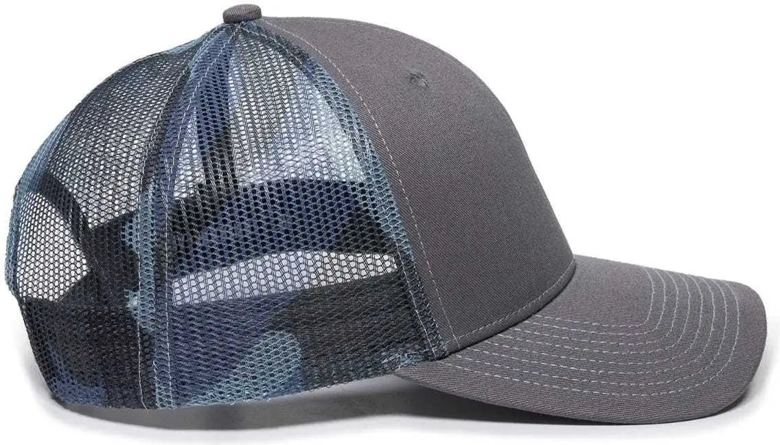 OC Sports OC771 Adjustable Mesh Back Cap - Charcoal Blue Generic Camo - Dark Gray Blue / 6 7/8’’ - 7 1/2’’