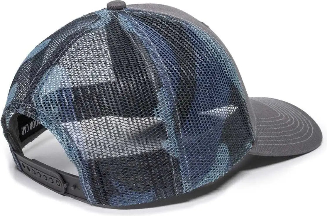 OC Sports OC771 Adjustable Mesh Back Cap - Charcoal Blue Generic Camo - Dark Gray Blue / 6 7/8’’ - 7 1/2’’