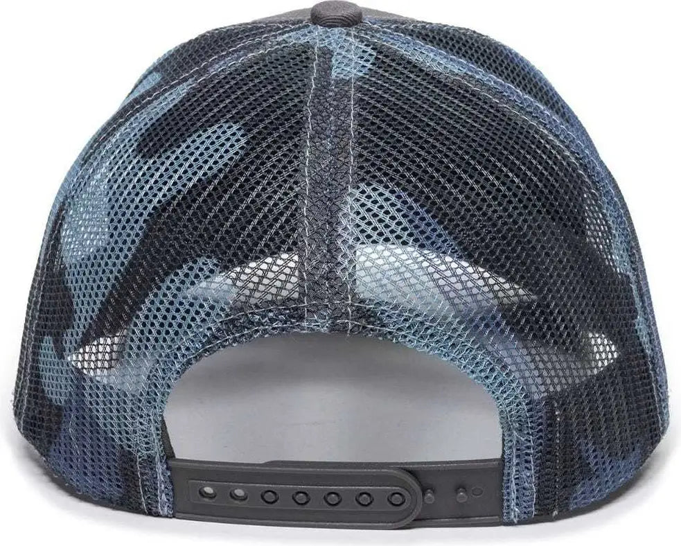 OC Sports OC771 Adjustable Mesh Back Cap - Charcoal Blue Generic Camo - Dark Gray Blue / 6 7/8’’ - 7 1/2’’