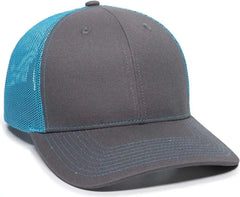 OC Sports OC771 Adjustable Mesh Back Cap - Charcoal Neon Blue - Dark Gray Blue / 6 7/8’’ - 7 1/2’’