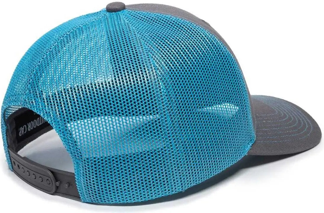 OC Sports OC771 Adjustable Mesh Back Cap - Charcoal Neon Blue - Dark Gray Blue / 6 7/8’’ - 7 1/2’’
