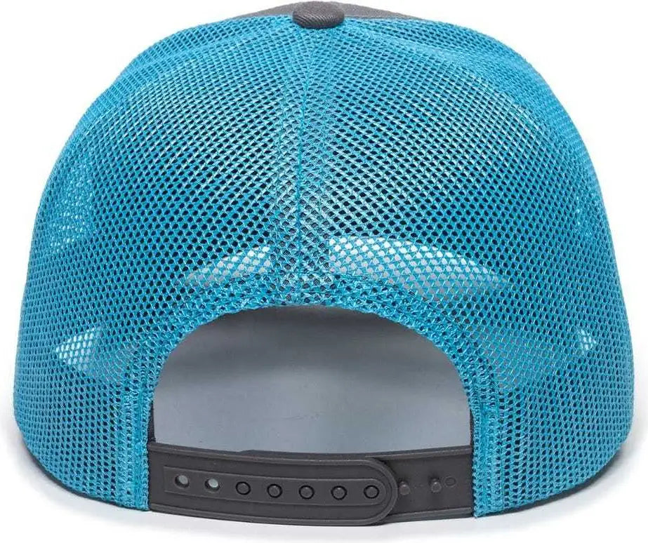 OC Sports OC771 Adjustable Mesh Back Cap - Charcoal Neon Blue - Dark Gray Blue / 6 7/8’’ - 7 1/2’’