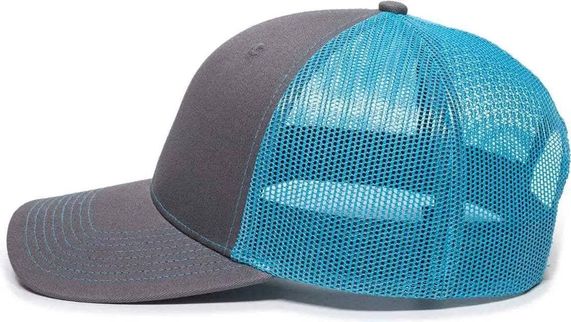 OC Sports OC771 Adjustable Mesh Back Cap - Charcoal Neon Blue - Dark Gray Blue / 6 7/8’’ - 7 1/2’’