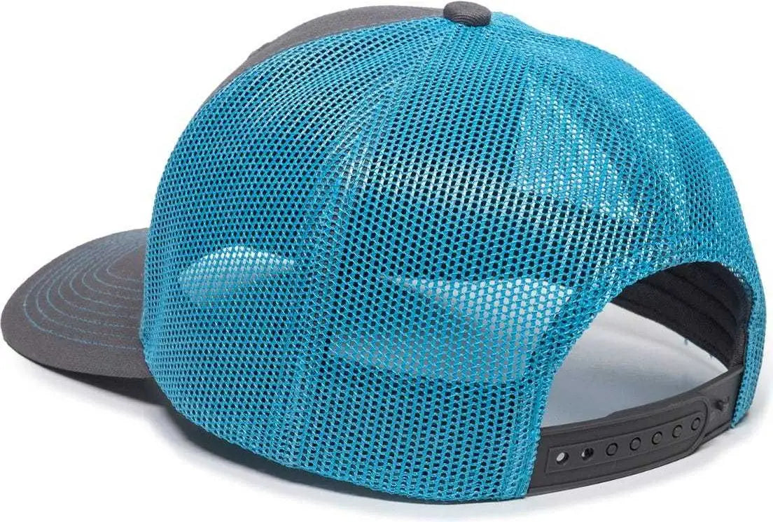 OC Sports OC771 Adjustable Mesh Back Cap - Charcoal Neon Blue - Dark Gray Blue / 6 7/8’’ - 7 1/2’’