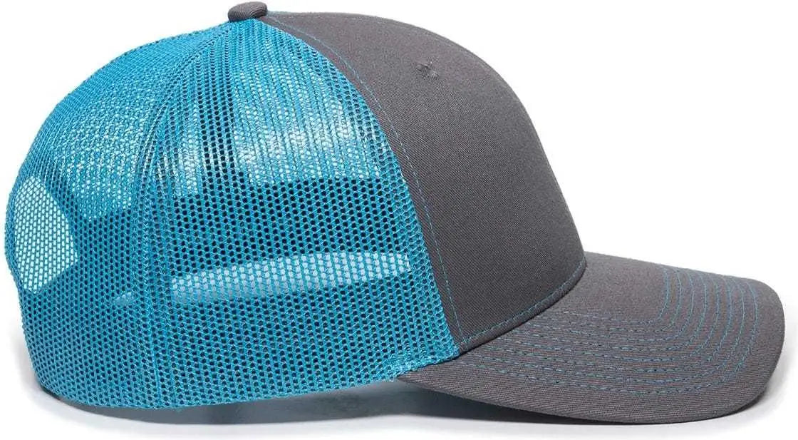 OC Sports OC771 Adjustable Mesh Back Cap - Charcoal Neon Blue - Dark Gray Blue / 6 7/8’’ - 7 1/2’’