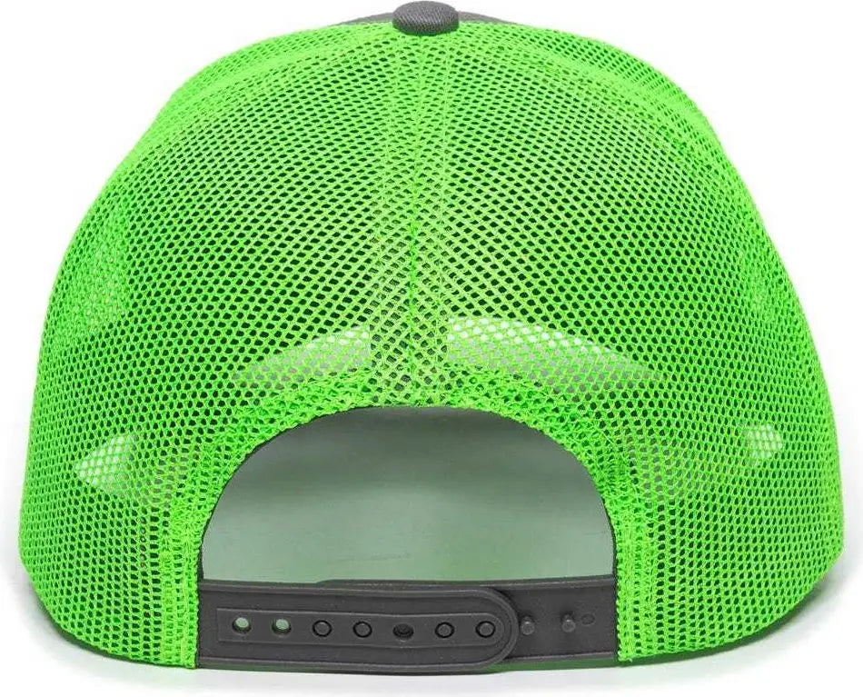 OC Sports OC771 Adjustable Mesh Back Cap - Charcoal Neon Green - Dark Gray Green / 6 7/8’’ - 7 1/2’’