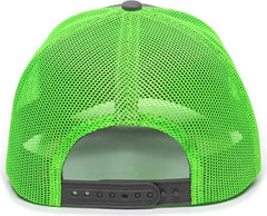 OC Sports OC771 Adjustable Mesh Back Cap - Charcoal Neon Green - Dark Gray Green / 6 7/8’’ - 7 1/2’’