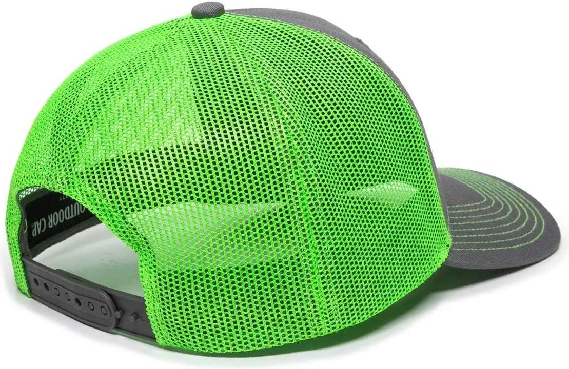 OC Sports OC771 Adjustable Mesh Back Cap - Charcoal Neon Green - Dark Gray Green / 6 7/8’’ - 7 1/2’’