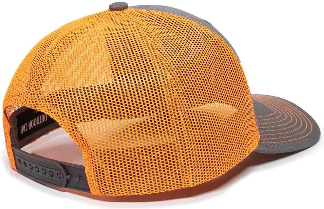 OC Sports OC771 Adjustable Mesh Back Cap - Charcoal Neon Orange - Dark Gray Orange / 6 7/8’’ - 7 1/2’’