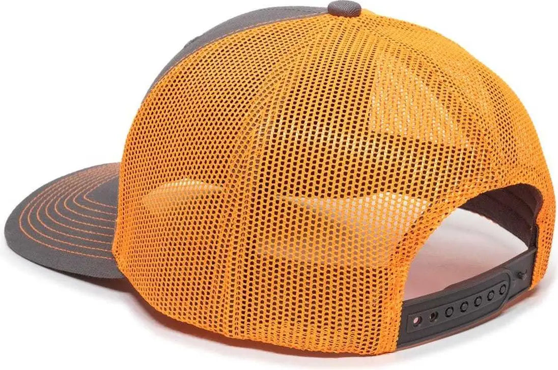 OC Sports OC771 Adjustable Mesh Back Cap - Charcoal Neon Orange - Dark Gray Orange / 6 7/8’’ - 7 1/2’’