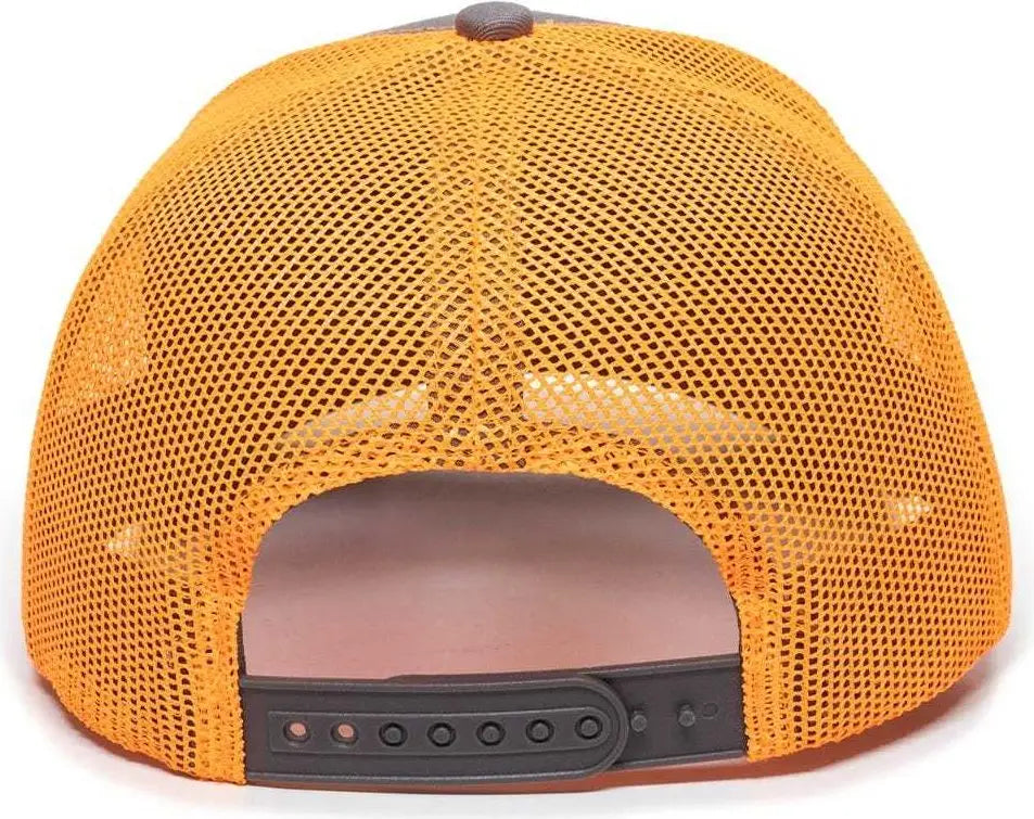 OC Sports OC771 Adjustable Mesh Back Cap - Charcoal Neon Orange - Dark Gray Orange / 6 7/8’’ - 7 1/2’’