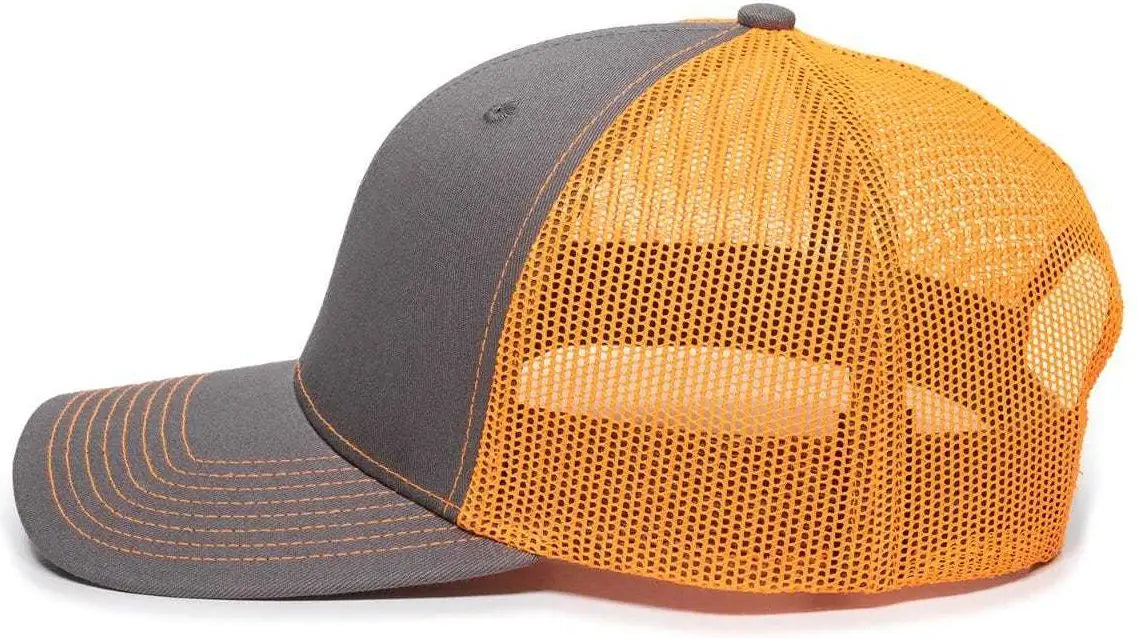 OC Sports OC771 Adjustable Mesh Back Cap - Charcoal Neon Orange - Dark Gray Orange / 6 7/8’’ - 7 1/2’’