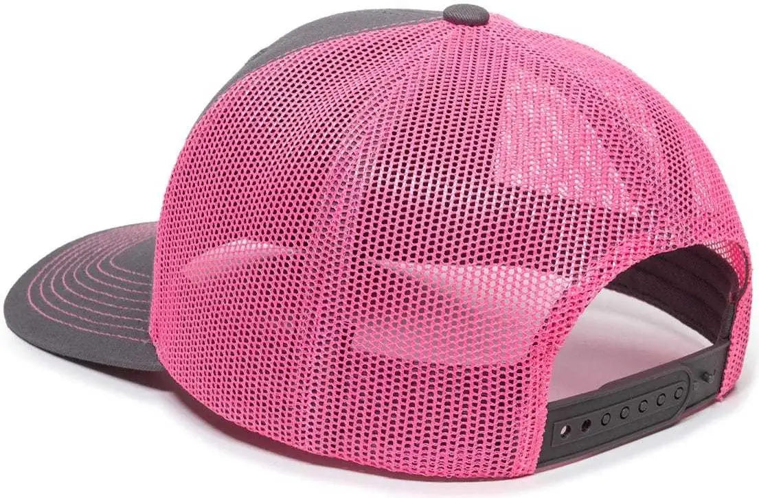 OC Sports OC771 Adjustable Mesh Back Cap - Charcoal Neon Pink - Dark Gray Pink / 6 7/8’’ - 7 1/2’’